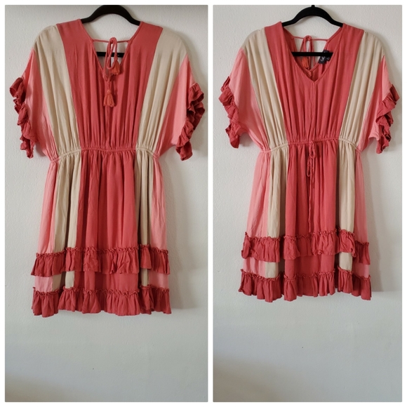 GIGIO BY UMGEE Marsala Color‎ Block V Neck Mini Dre - Picture 3 of 16